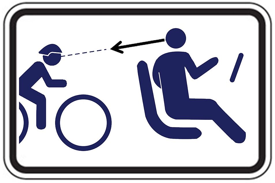 Dooring 1 Schützt Radfahrende: Blick nach links vor öffnen der Tür