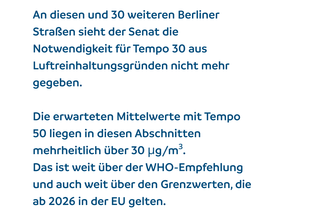 Wir fordern Tempo 30 an Hauptstraßen Wir forden Tempo 30 für gute Luft an Hauptstraßen
