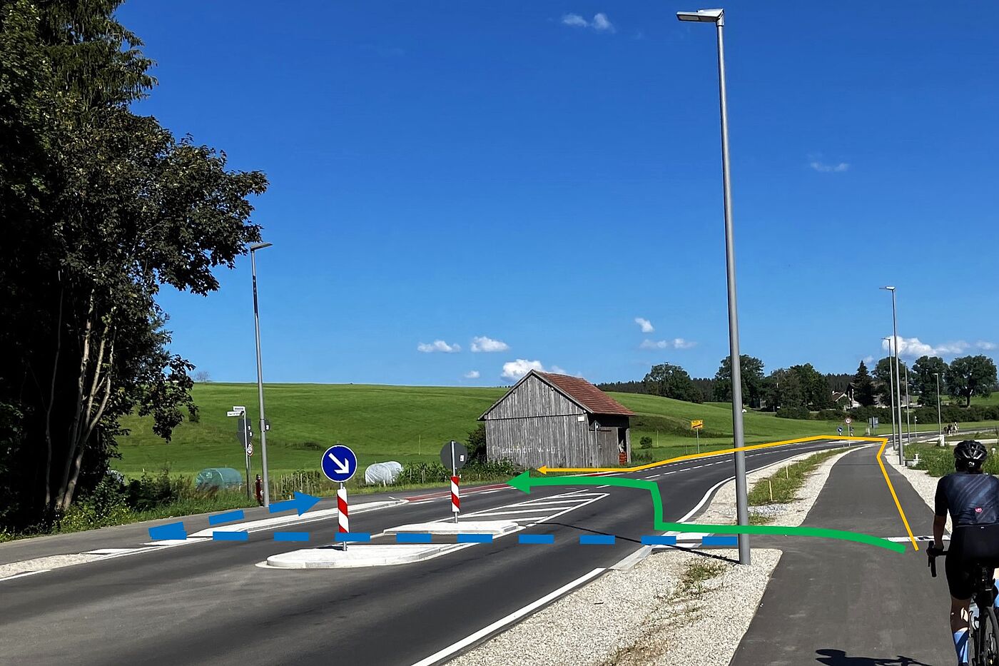 Querung in die Saliterstraße Querung mit Linien